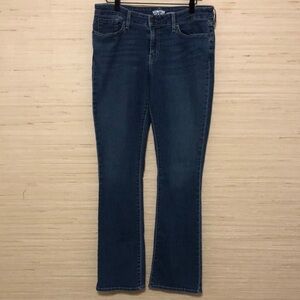 Women's Blue Modern Boot Cut Embroidered Pocket Jeans Size 14 Long